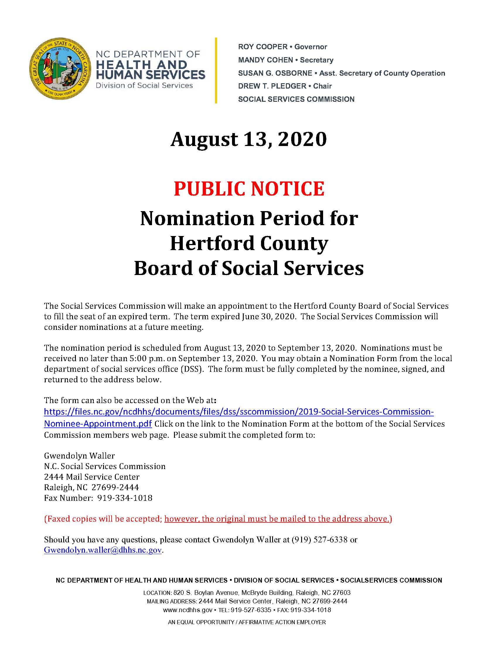 Hertford County Vacancy August_HCBSS